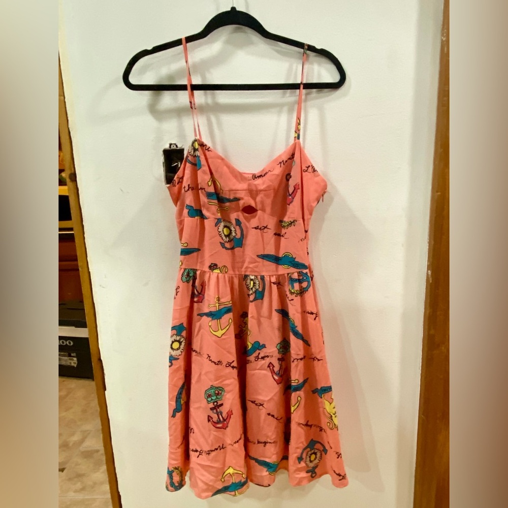 L'Amour Nanette Lepore Nautical Anchor Lion Print Sundress Juniors 11 Medium